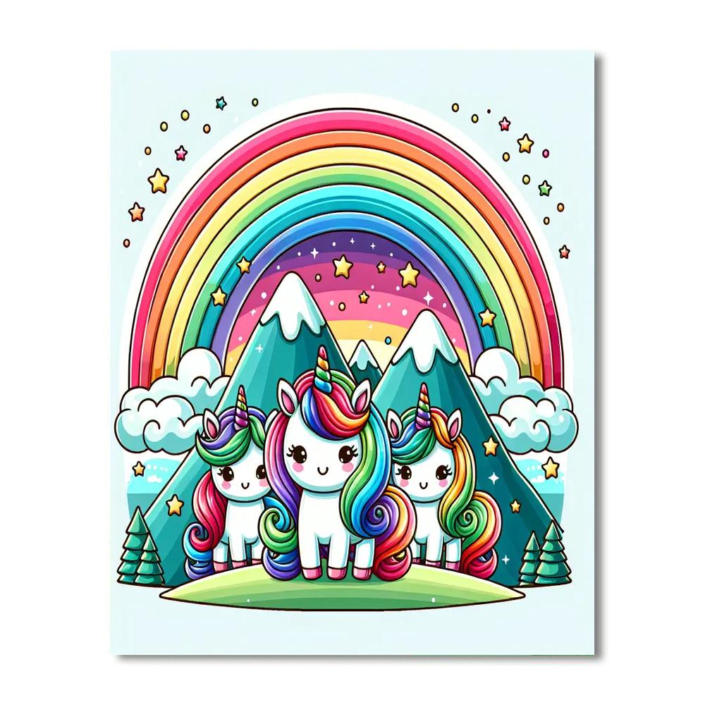Magical Mountain Unicorns Numbered Painting Kits