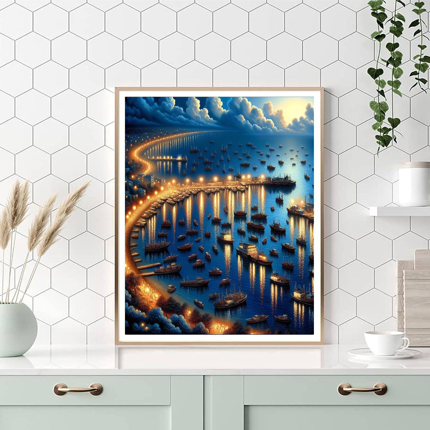 Evening Harbor Reflections Paint By Number