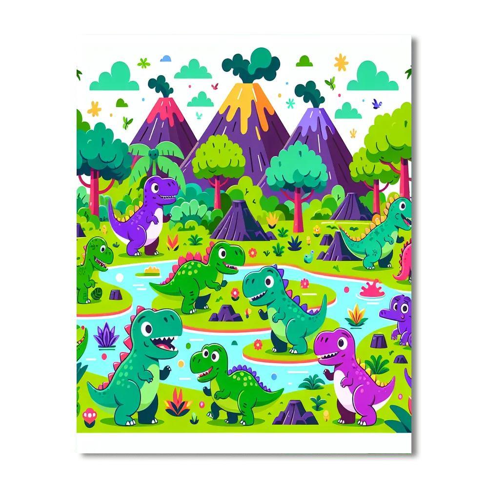 Cheerful Dino Friends Paint By Color