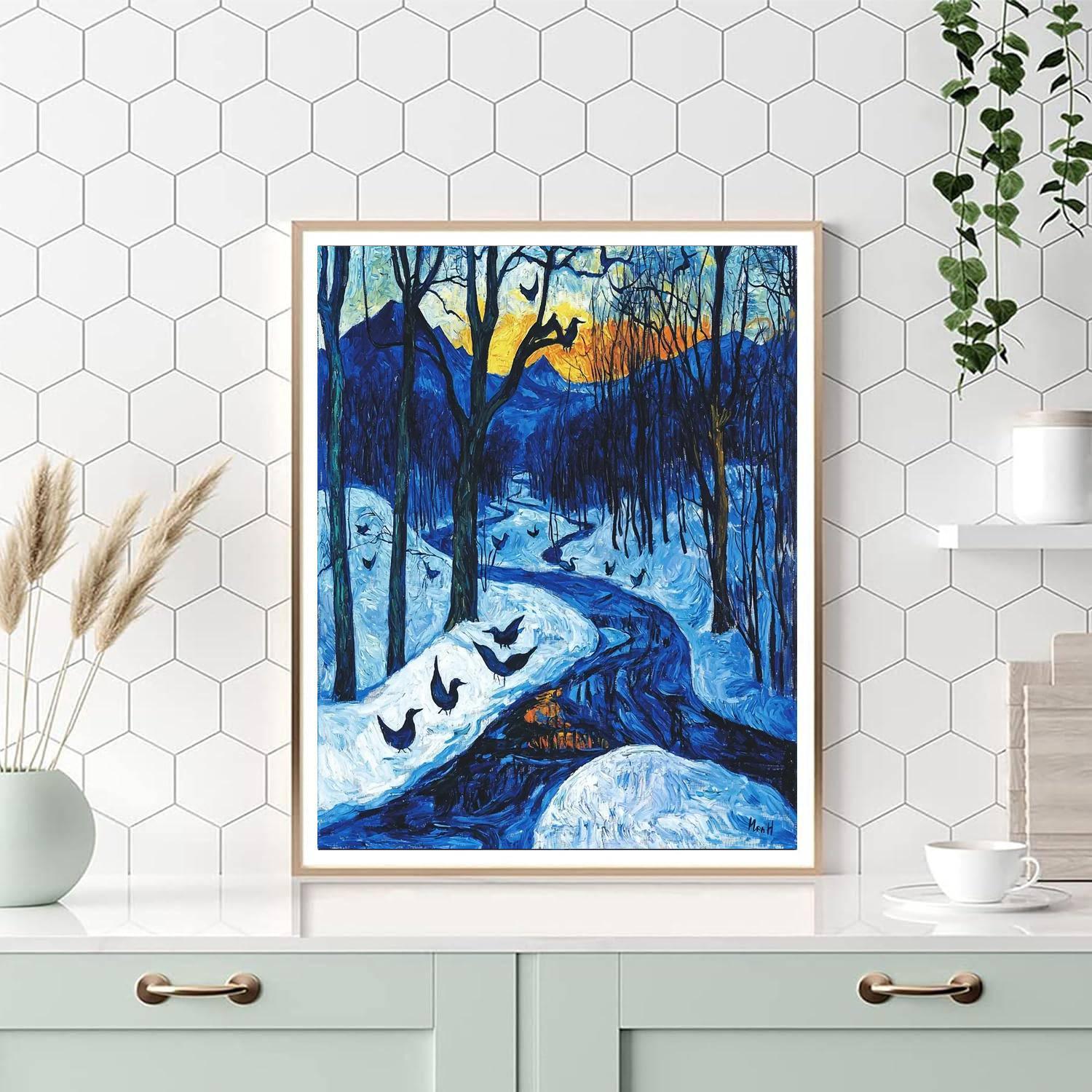 Edvard Munch Inspired Mythical Winter Solstice  Painting By Numbers Kit