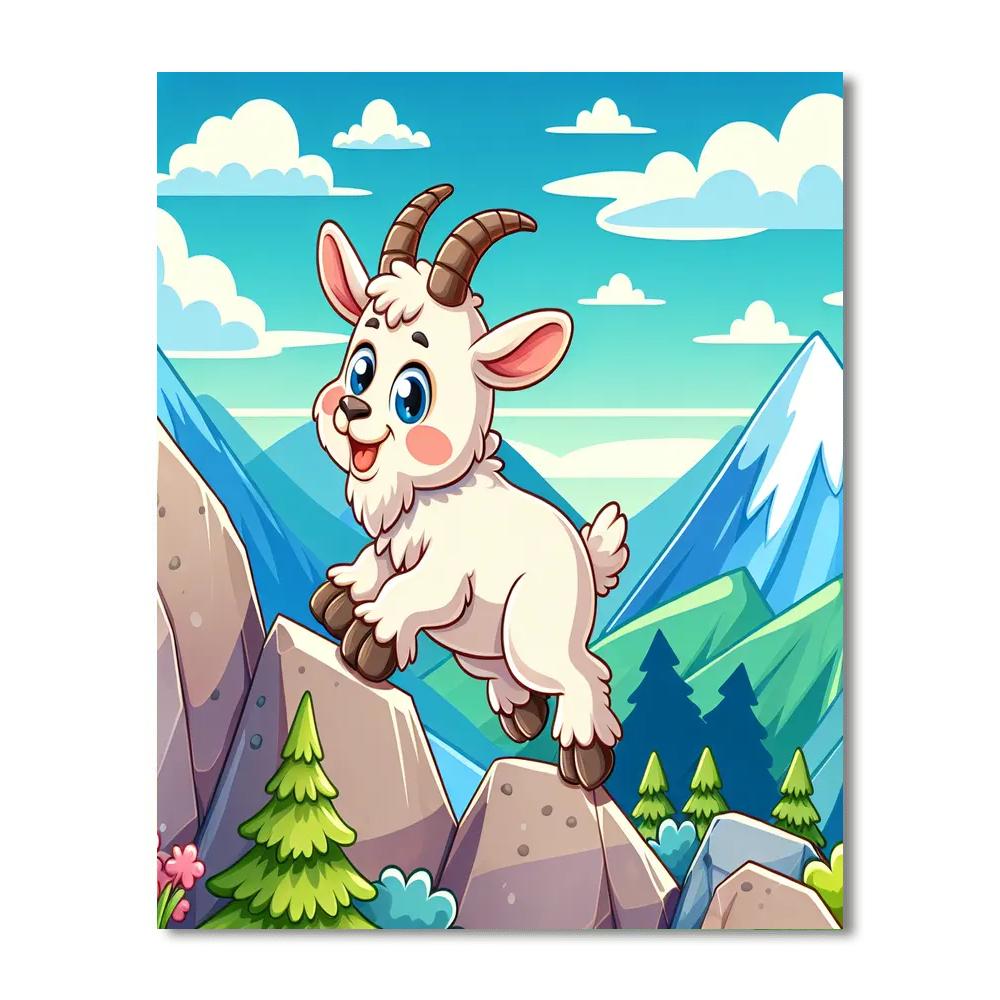Happy Mountain Goat DIY Paint By Numbers
