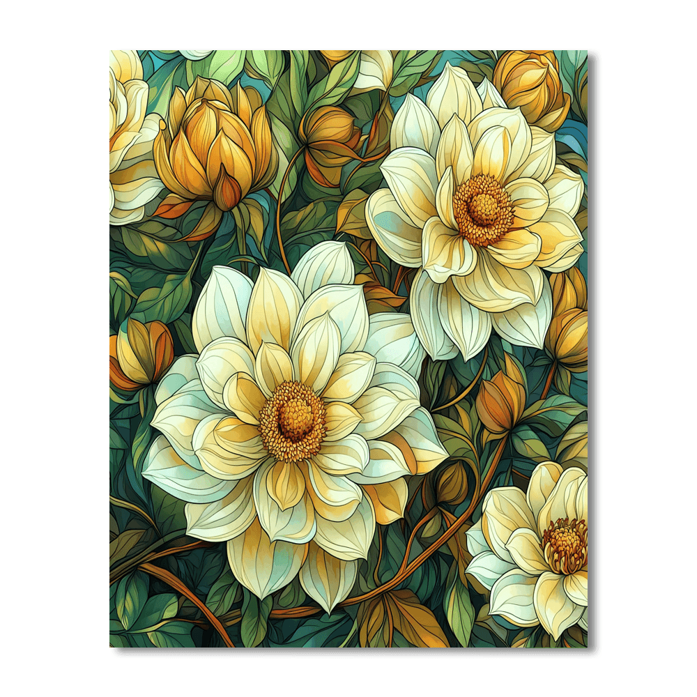 Alphonse Mucha Inspired Art Nouveau Floral Harmony  Paint By Numbers
