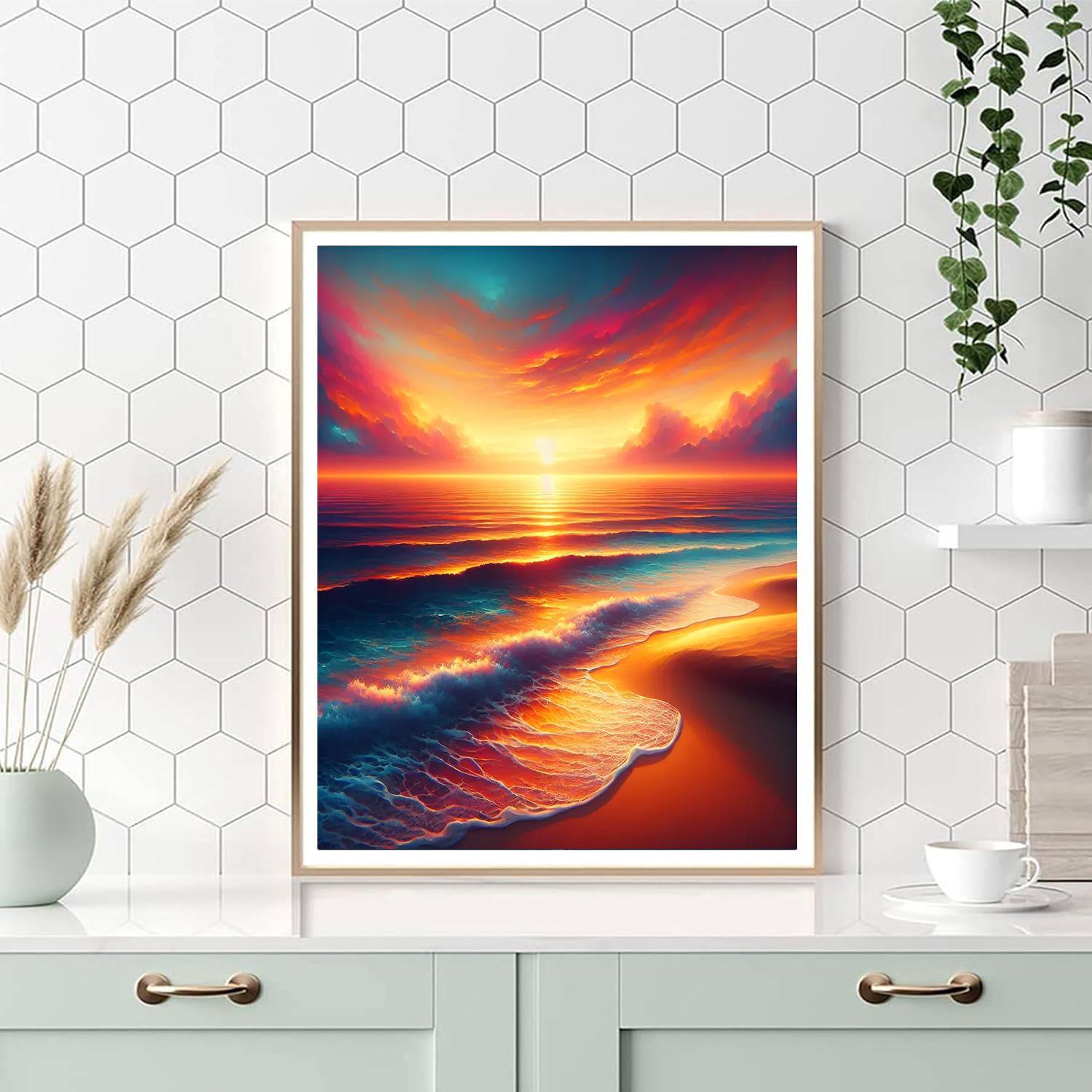 Golden Sunset Beach Paint By Numbers Art