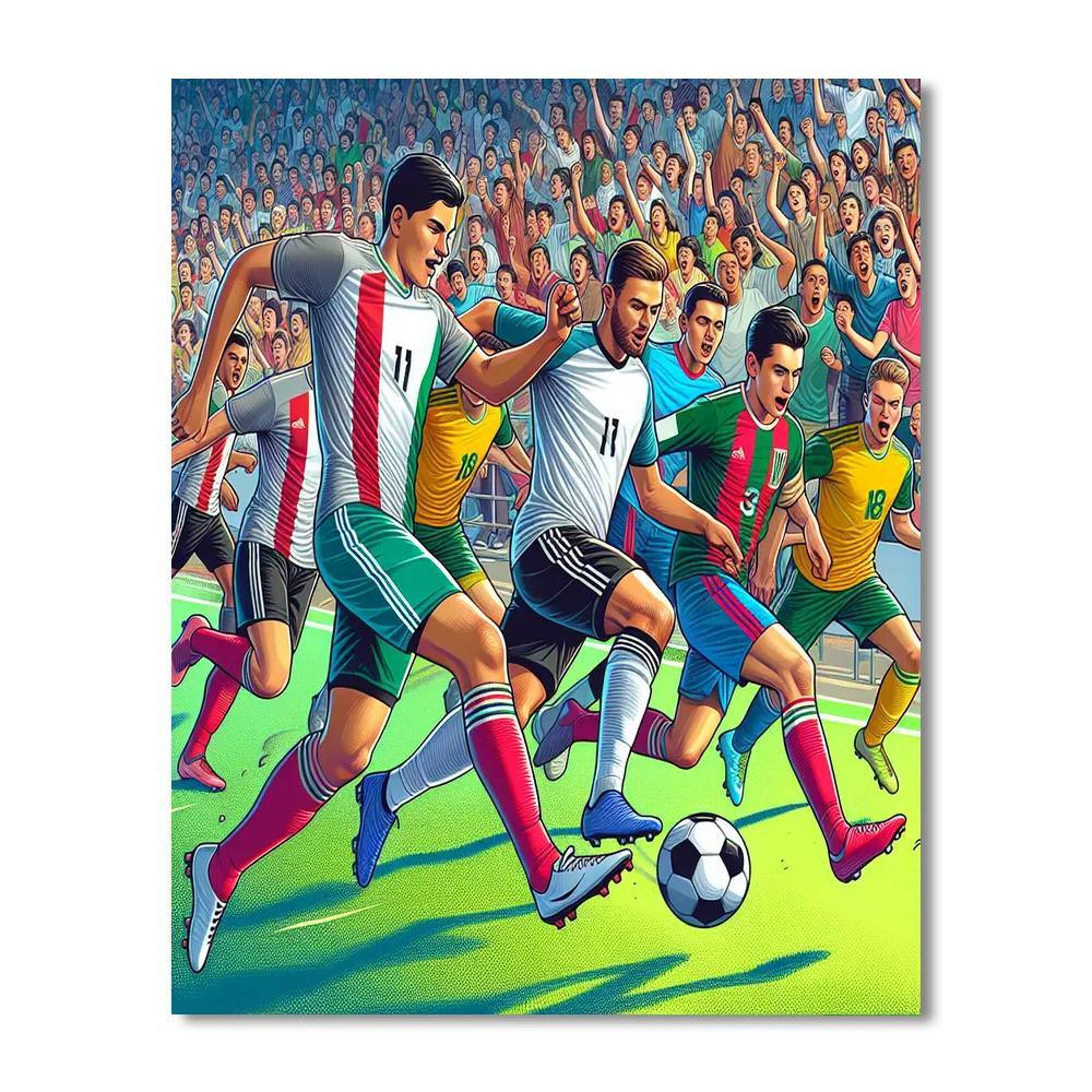 Energetic Soccer Match Numbered Painting Kits