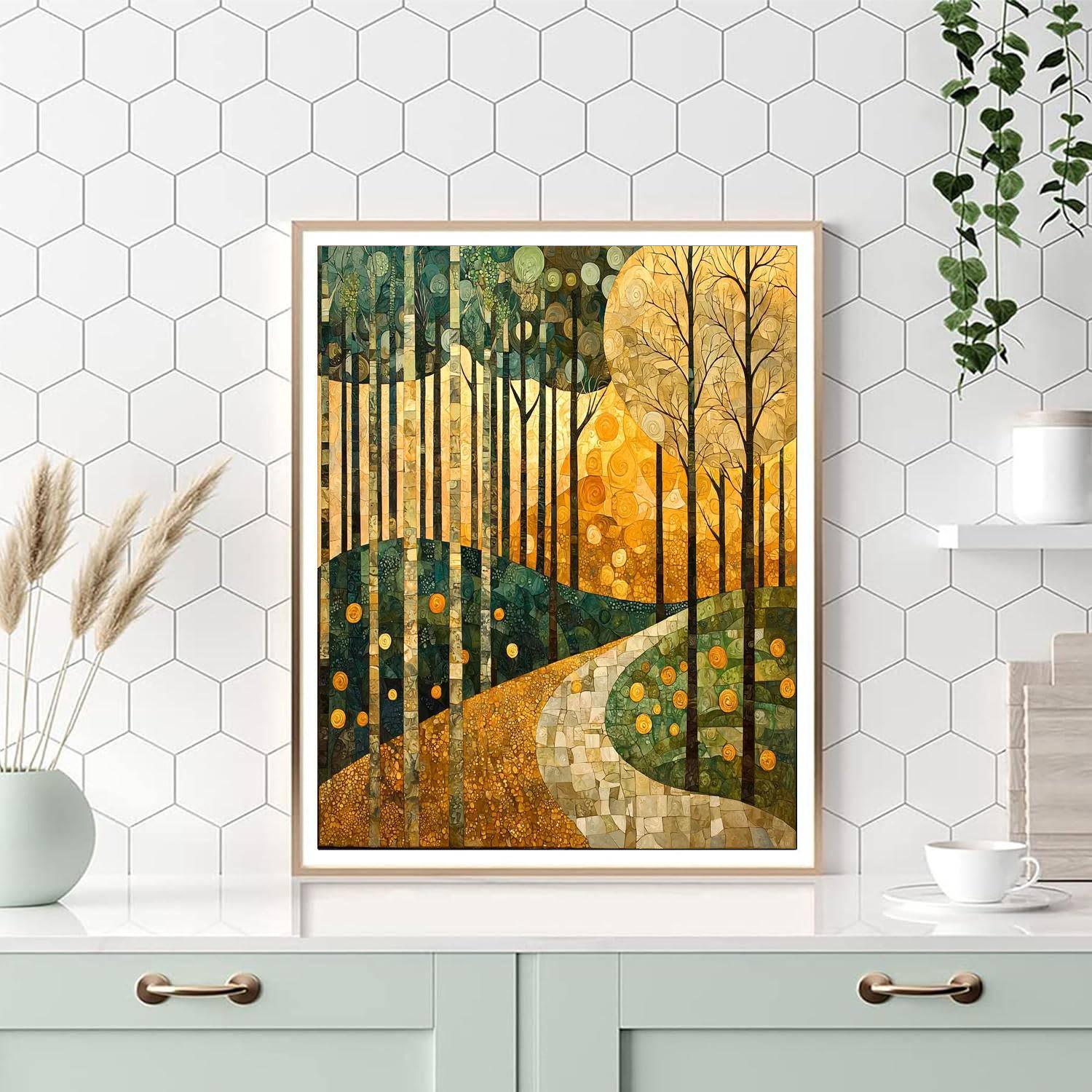 Gustav Klimt Inspired Fractal Forest  DIY Paint By Numbers