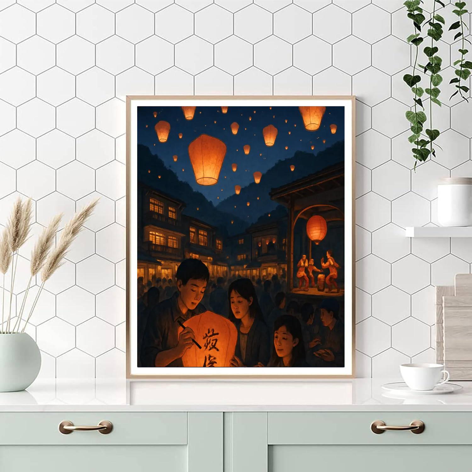 Pingxi Lantern Festival - New Taipei City, Taiwan DIY Paint By Numbers