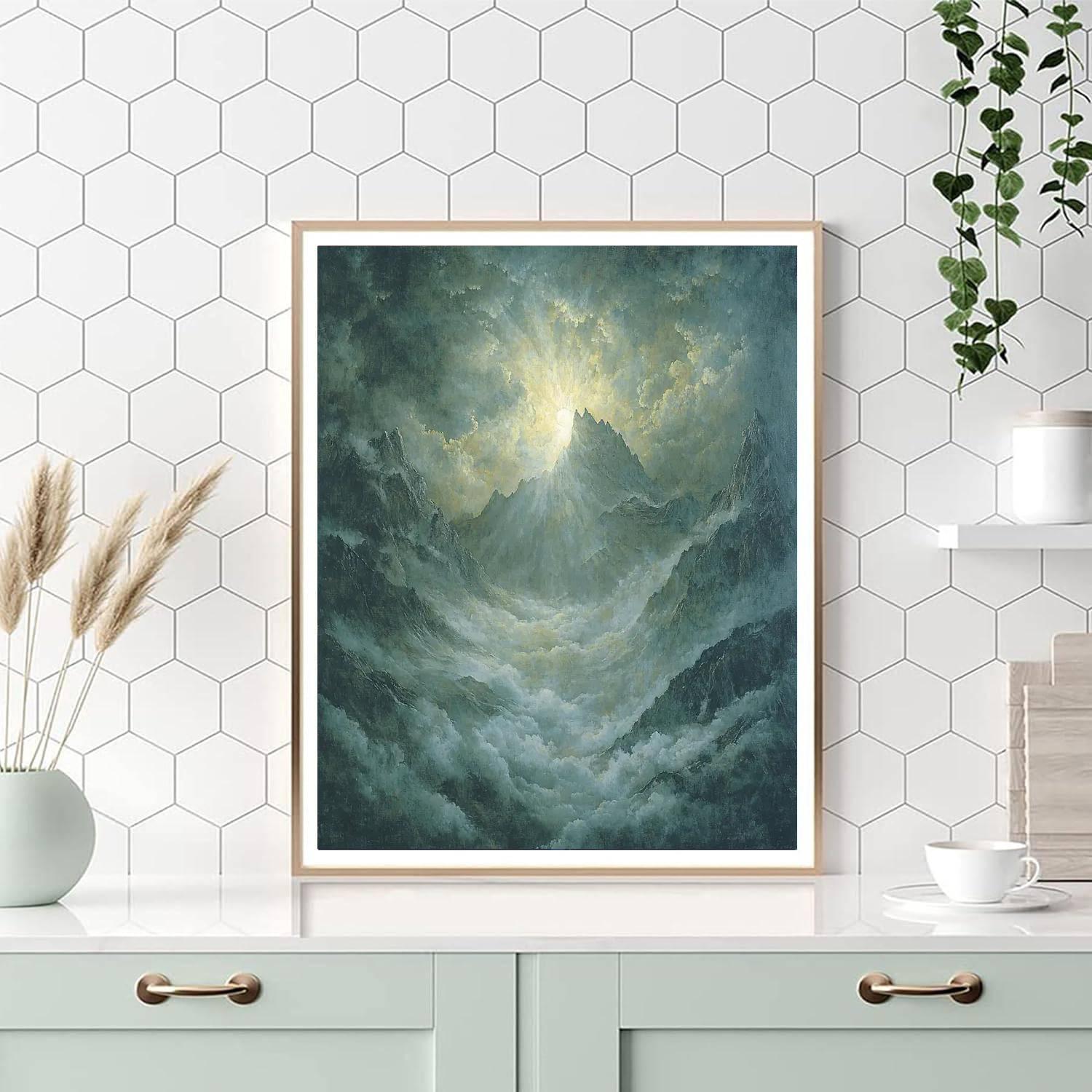 Caspar David Friedrich Inspired Mystical Mountainscape  Paint By Numbers Kits