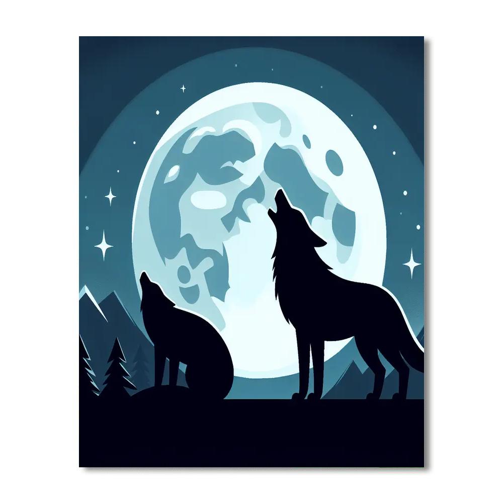 Moonlit Wolf Howl Paint By Numbers Art