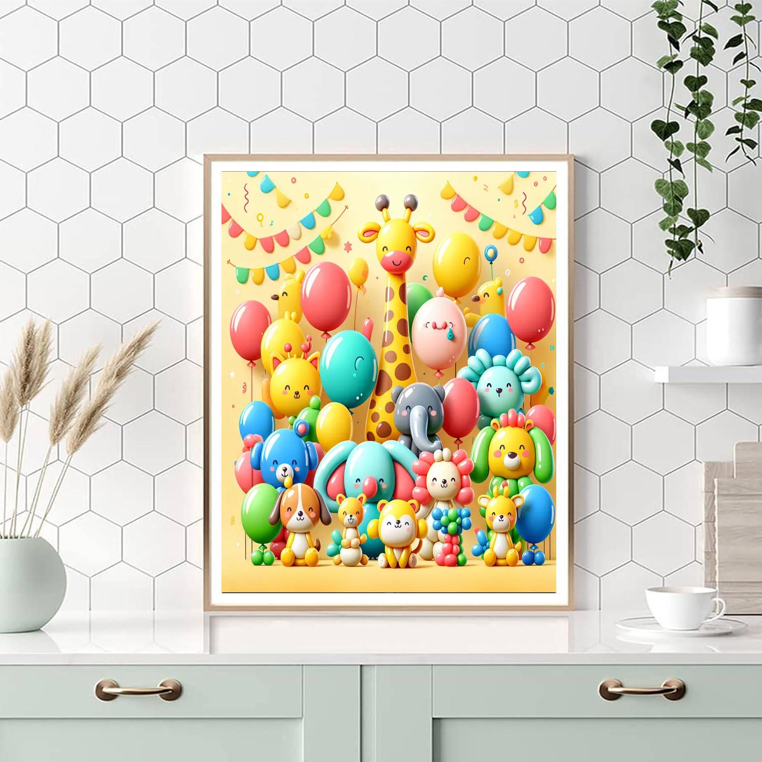Bubbly Balloon Animals Paint By Numbers Art