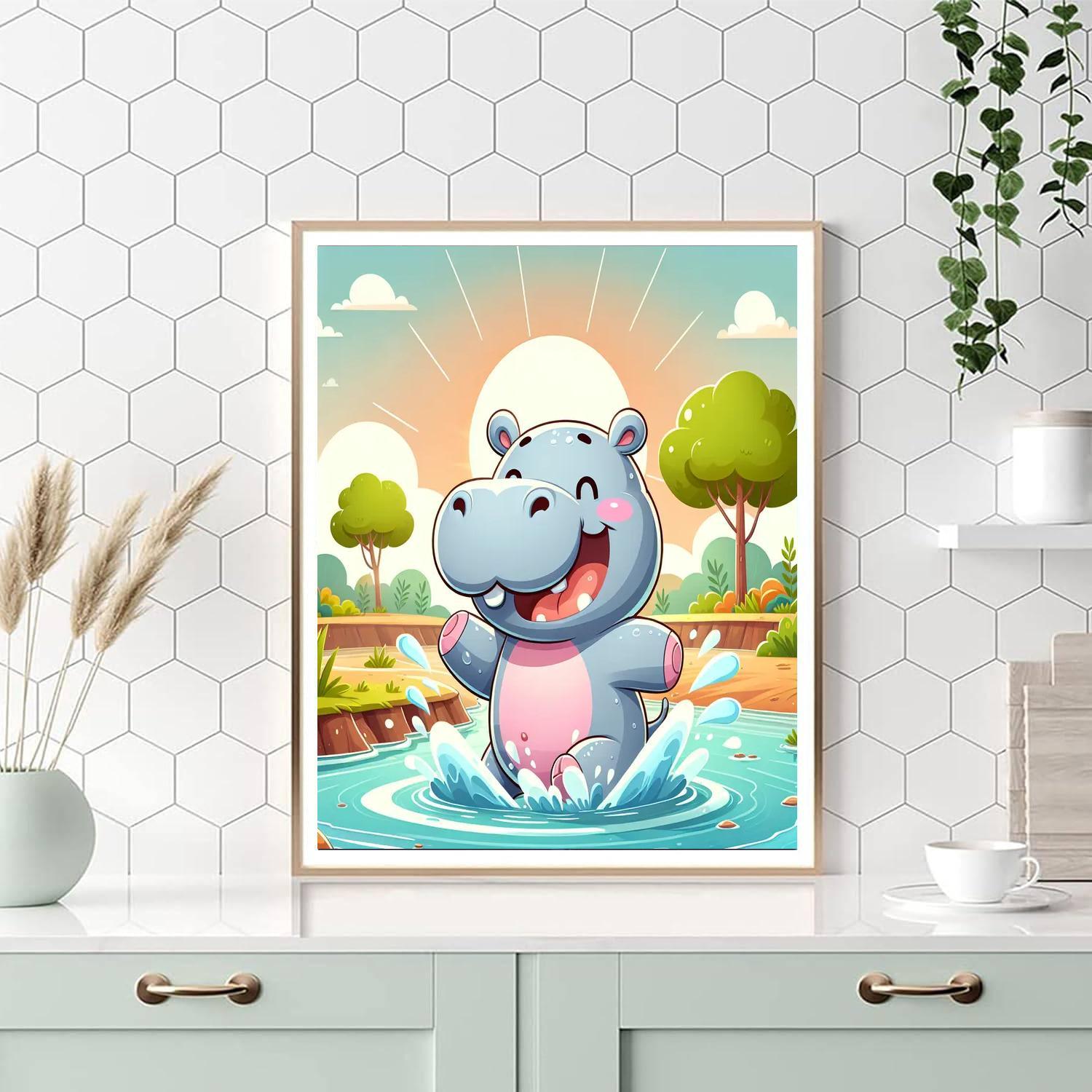 Playful Hippo Paint By Numbers Art