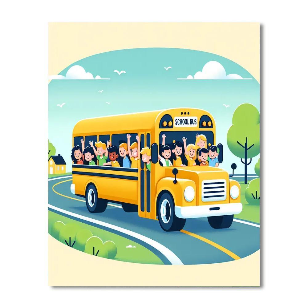 Happy School Bus Journey Numbered Painting Kits