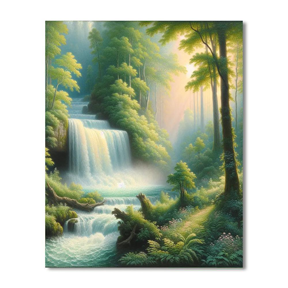 Mystical Waterfall Symphony Paint By Color