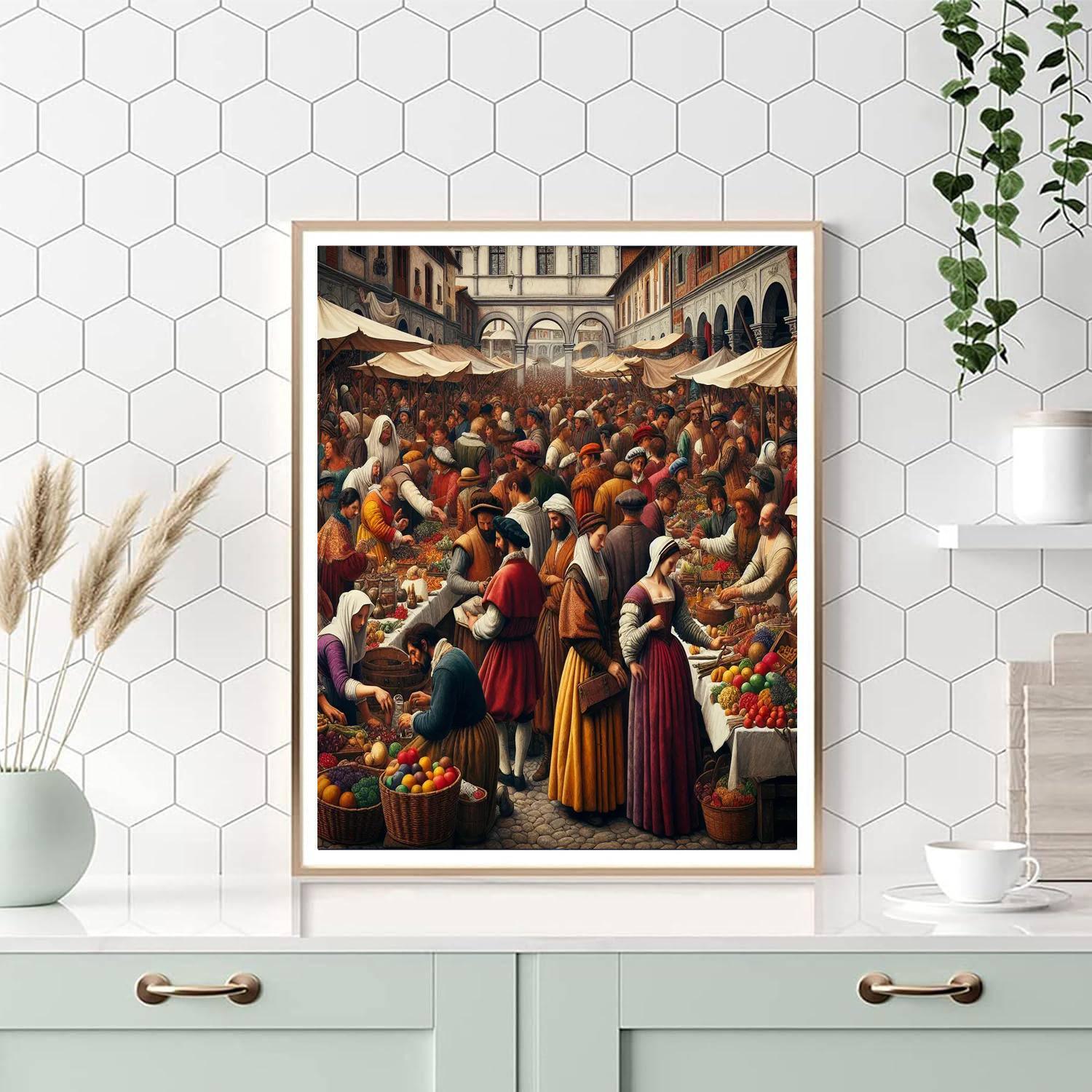 Renaissance Market Scene Paint By Number