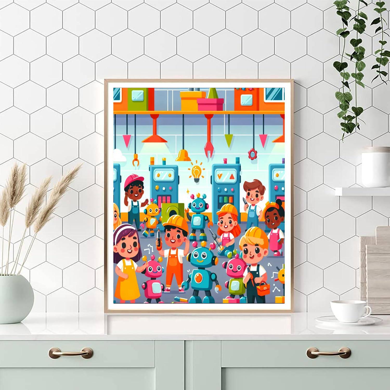 Playful Robot Factory Paint By Numbers Kits