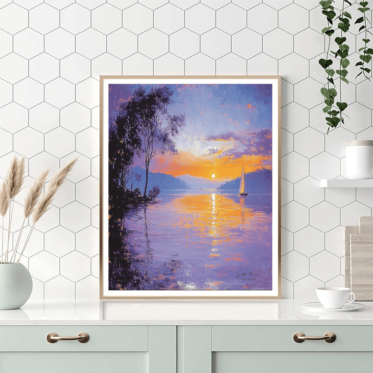 J.M.W. Turner Inspired Twilight By The Lake  Paint By Numbers Art