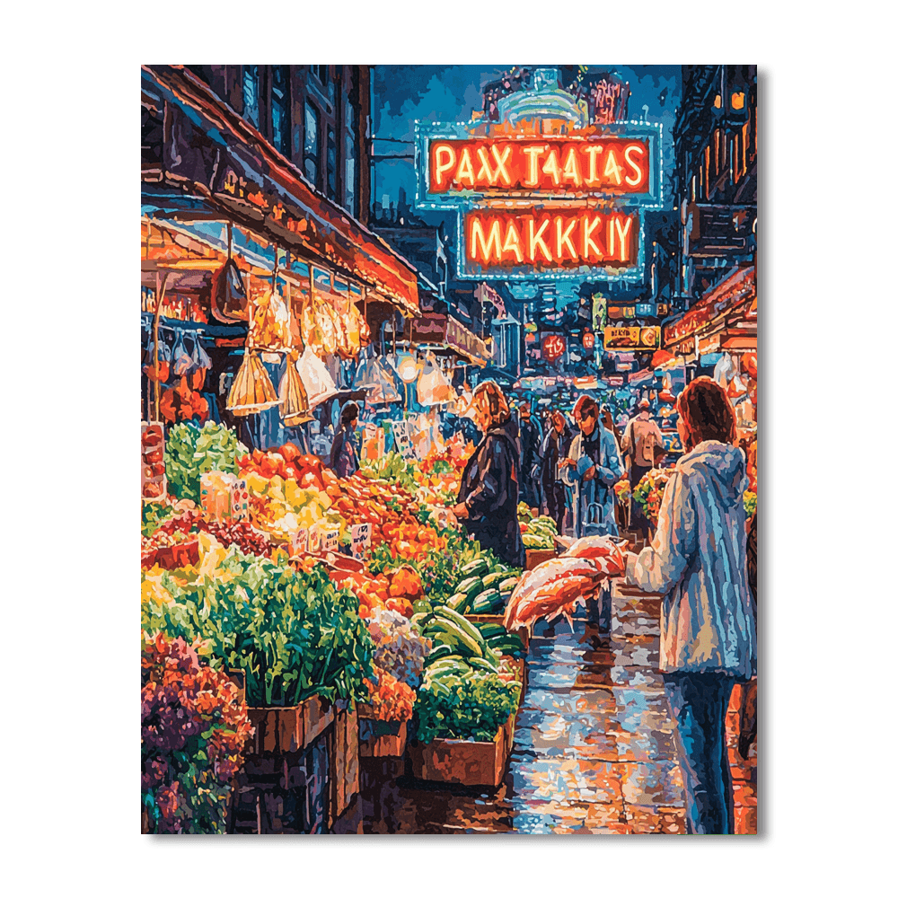 Pike Place Market - Seattle, Usa Numbered Painting Kits