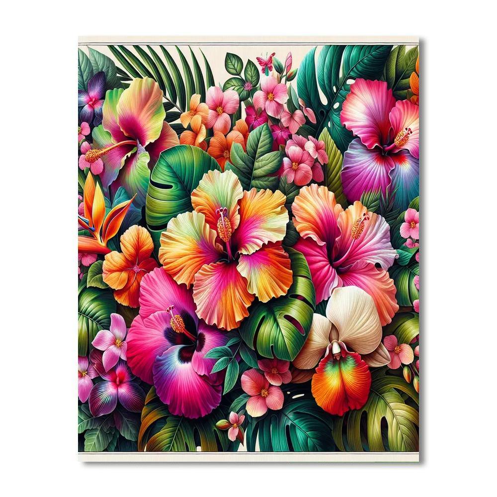 Colorful Tropical Flora Painting By Numbers Kit