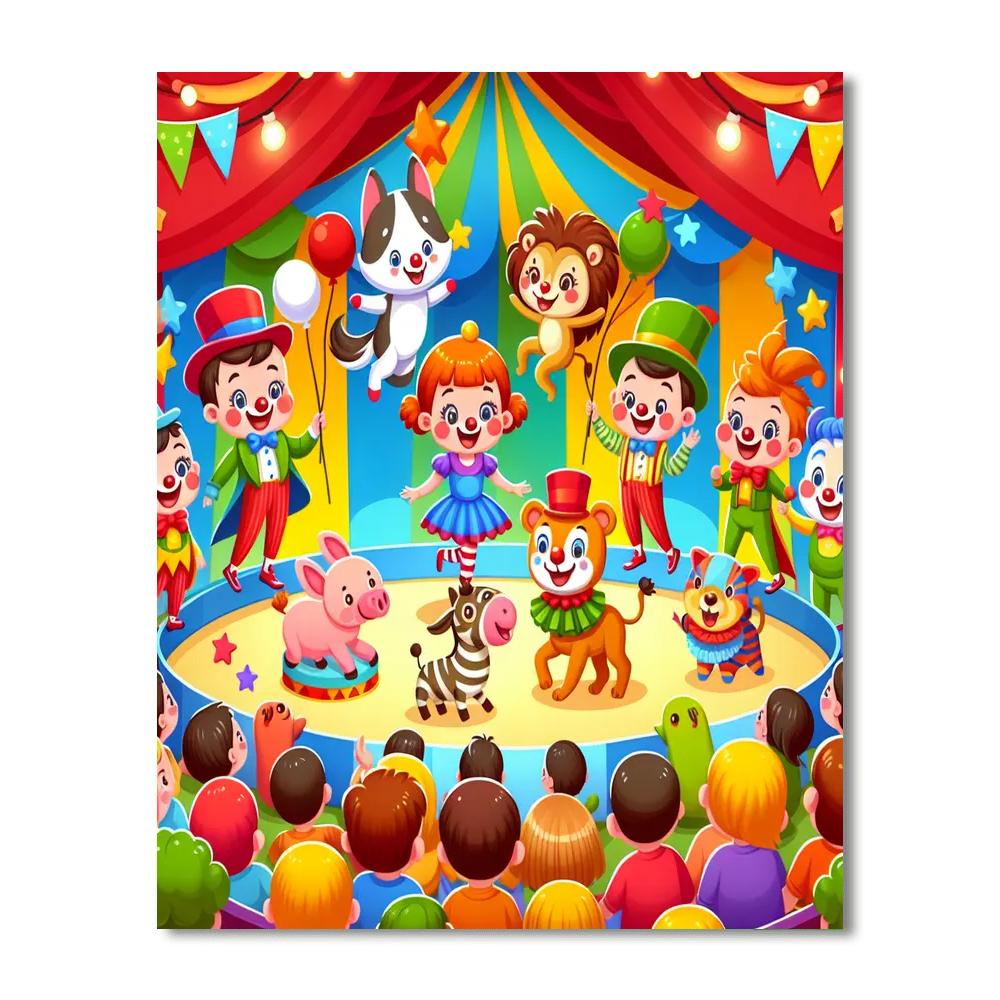 Exciting Circus Show Paint By Numbers Art