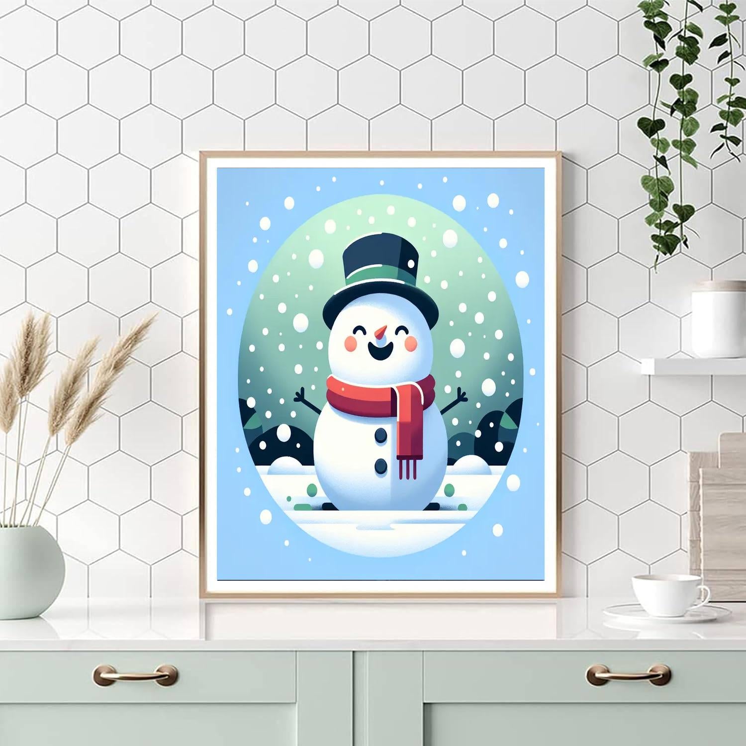 Playful Snowman Paint By Numbers Art