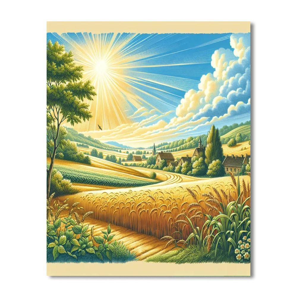 Sunny Harvest Fields Paint By Numbers