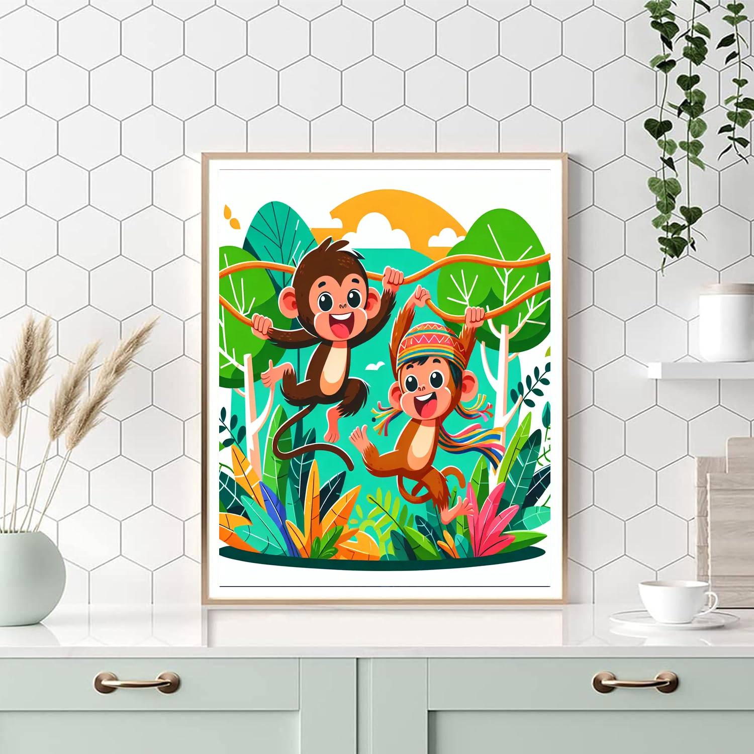 Adventurous Jungle Monkeys Numbered Painting Kits