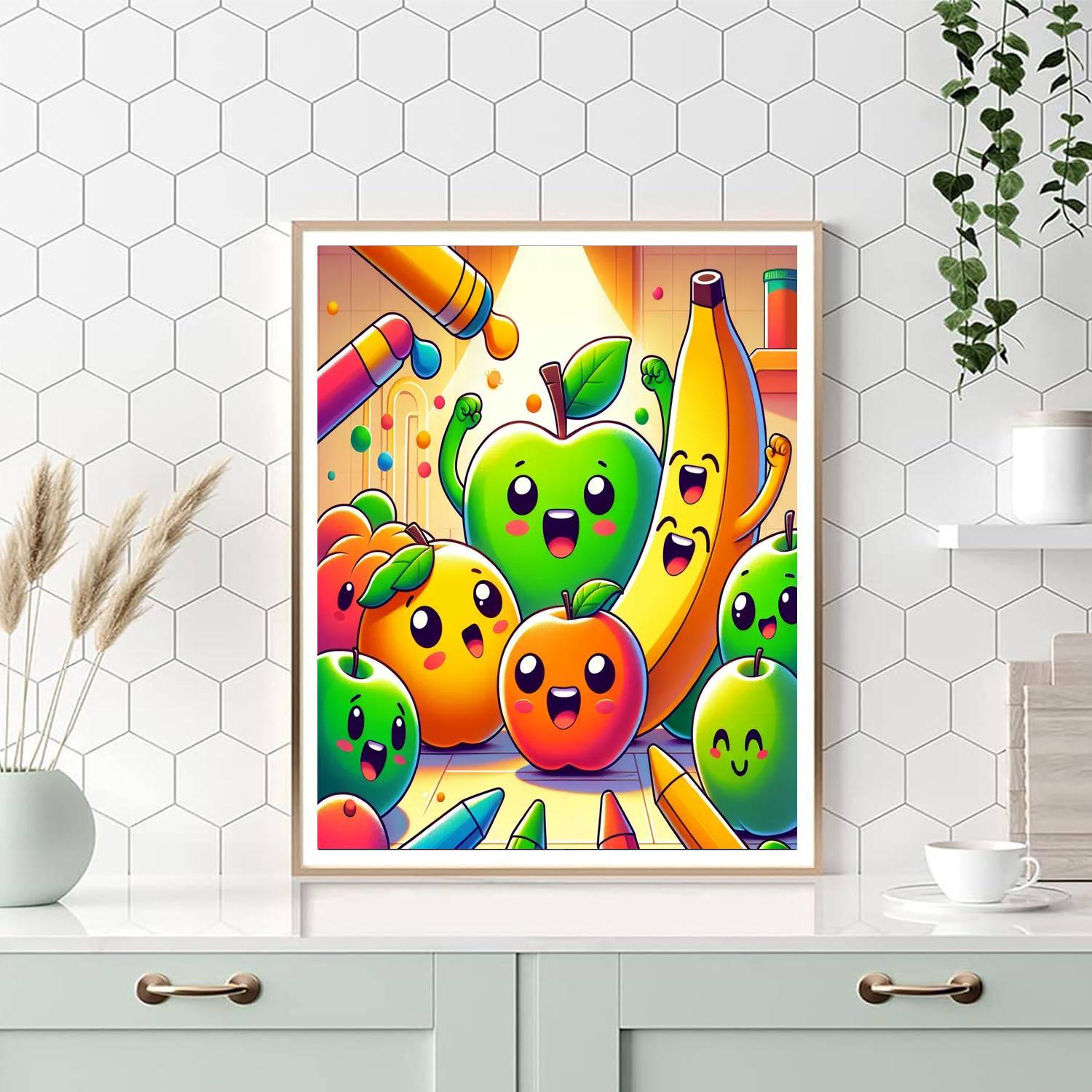 Silly Fruit Friends Paint By Numbers Art