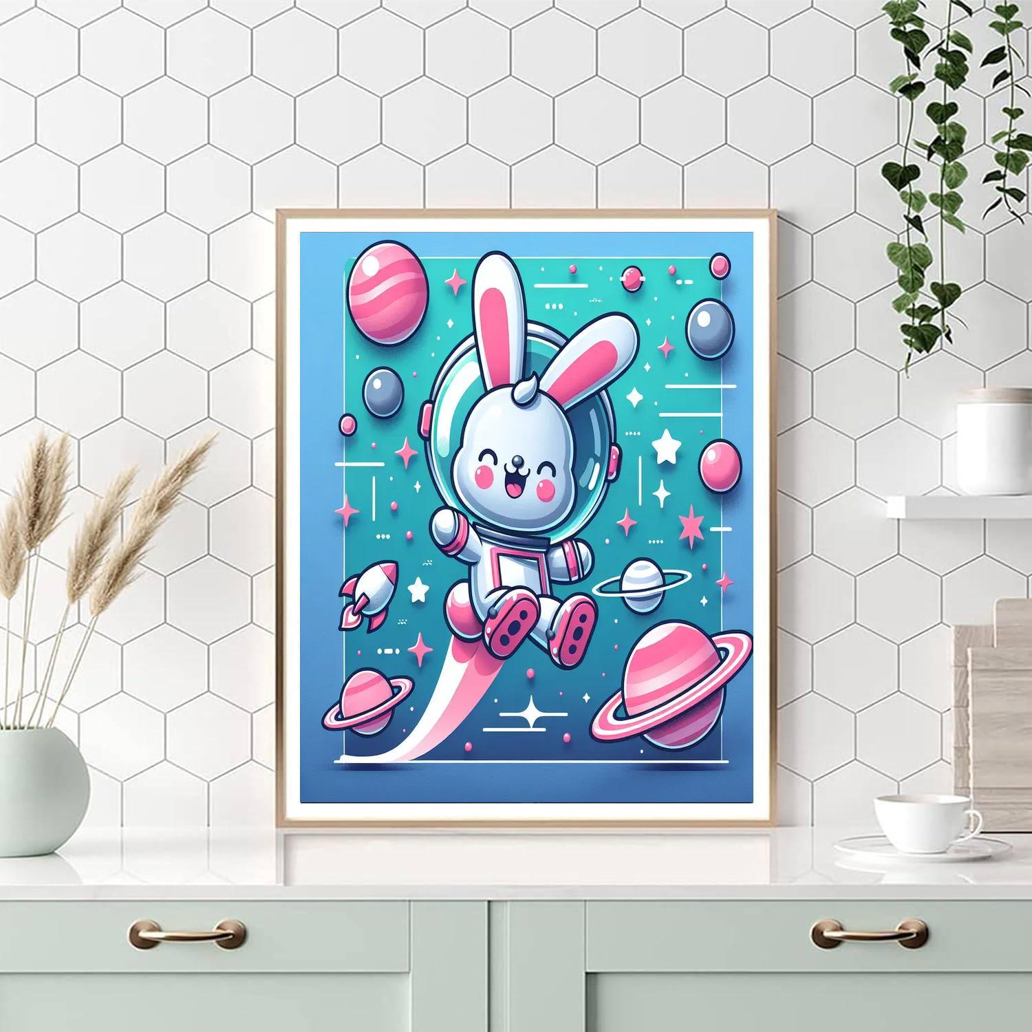 Bouncy Space Bunny DIY Paint By Numbers