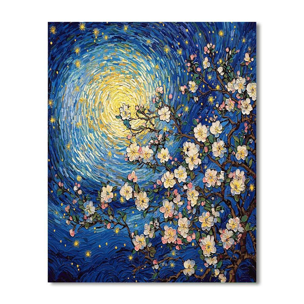 Vincent Van Gogh Inspired Starlit Skies And Blossoms  Number Painting