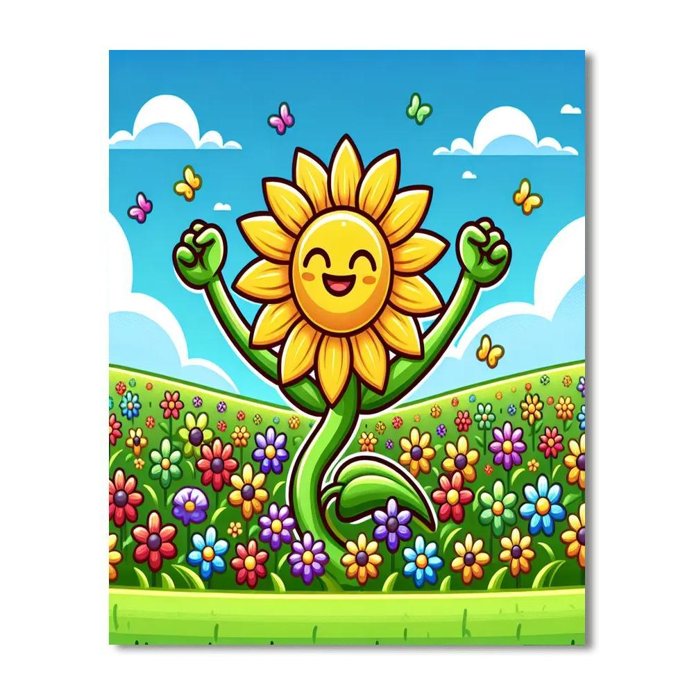 Bouncy Sunflower Friend DIY Paint By Numbers