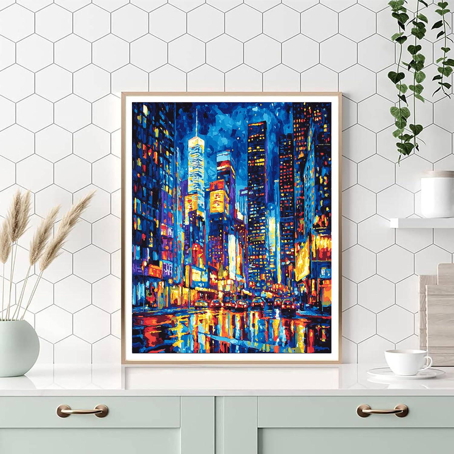 Edward Hopper Inspired City Nights And Vibrant Lights  Paint By Numbers Kits