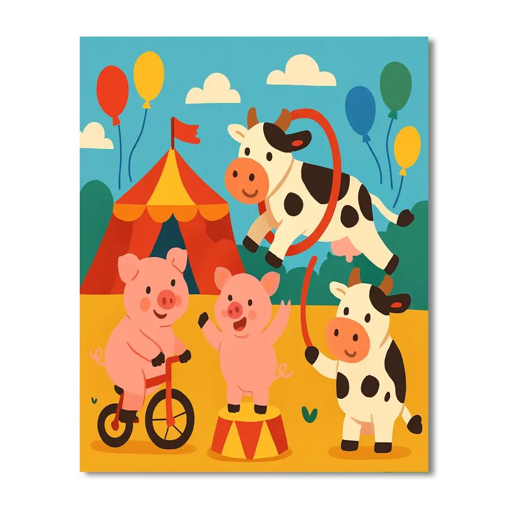 Farm Animal Circus DIY Paint By Numbers