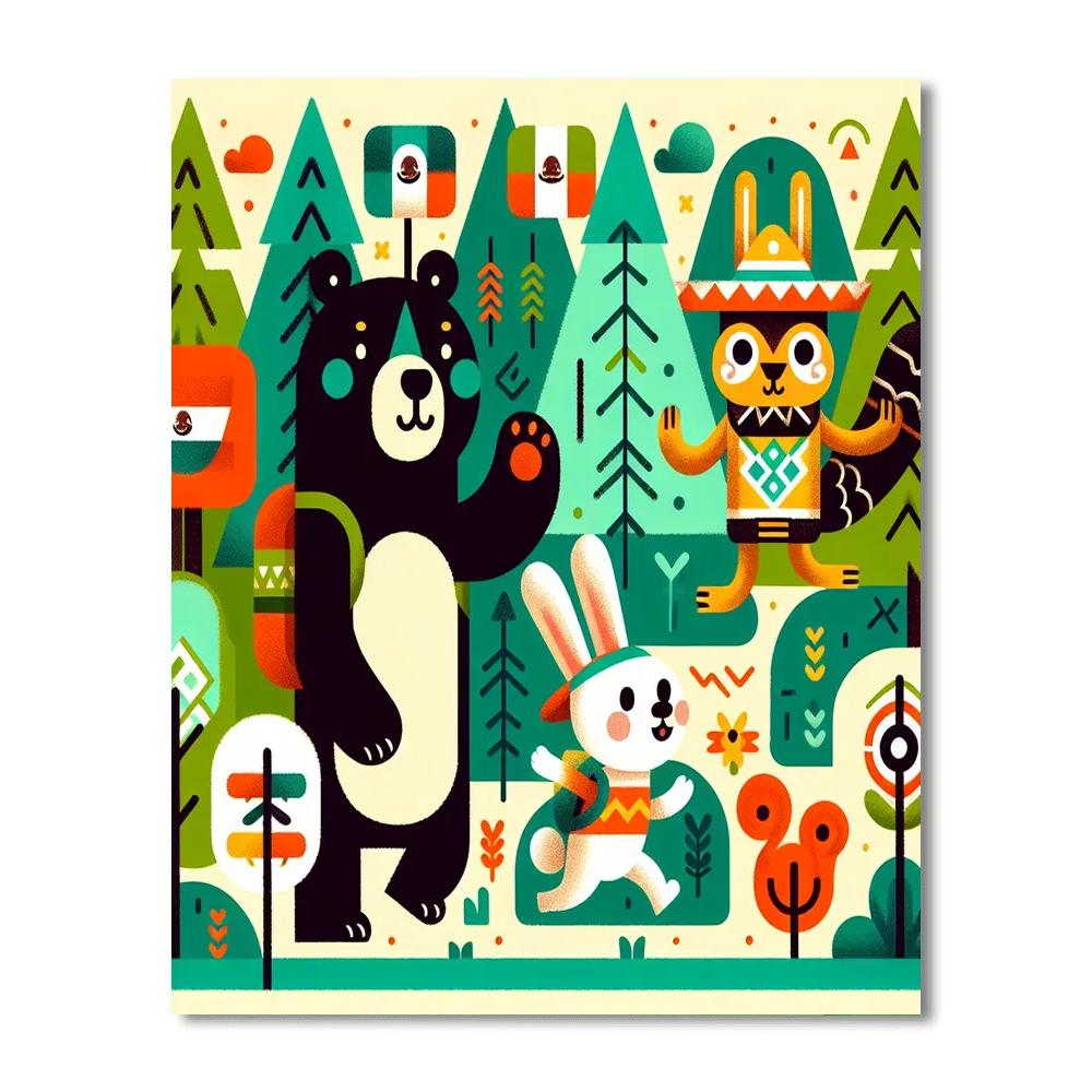 Adventurous Forest Animals Painting By Numbers Kit