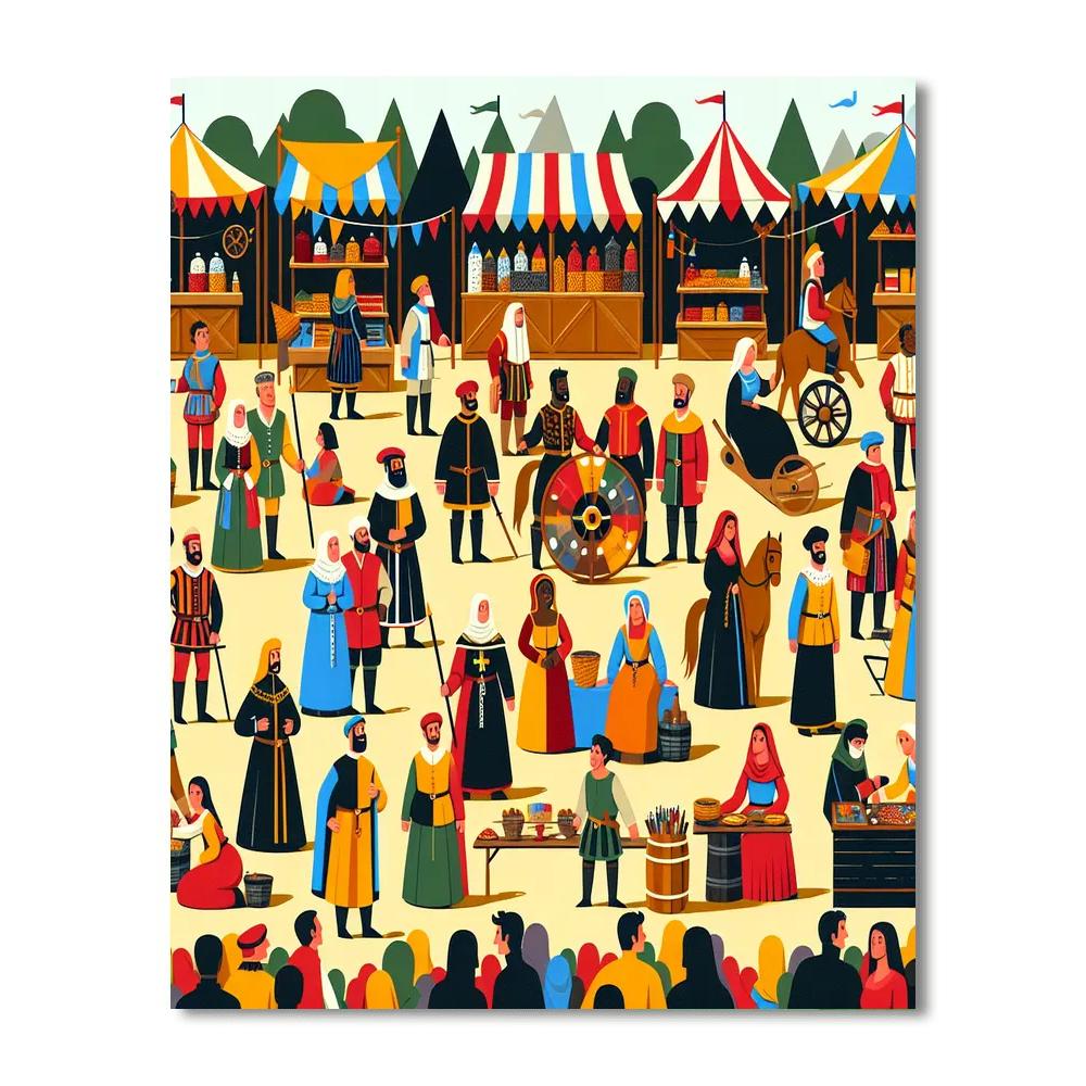Medieval Fairground Festivities DIY Paint By Numbers