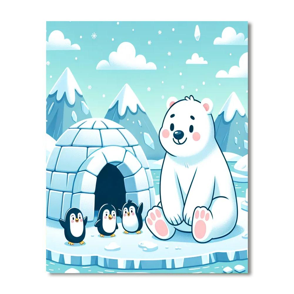 Polar Bear Igloo Retreat DIY Paint By Numbers