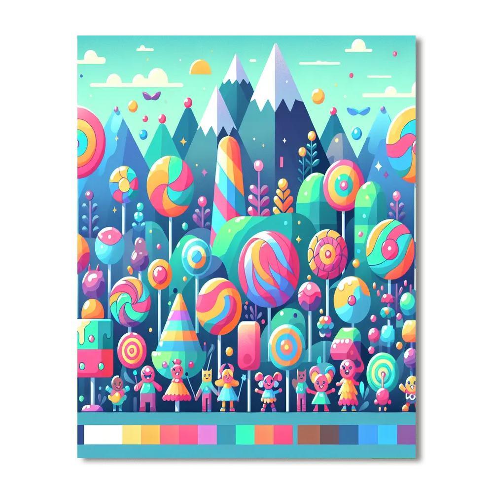 Joyful Adventure In Candyland Numbered Painting Kits