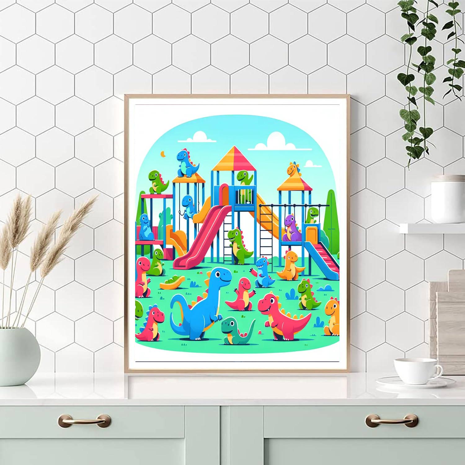 Whimsical Dino Playground Numbered Painting Kits