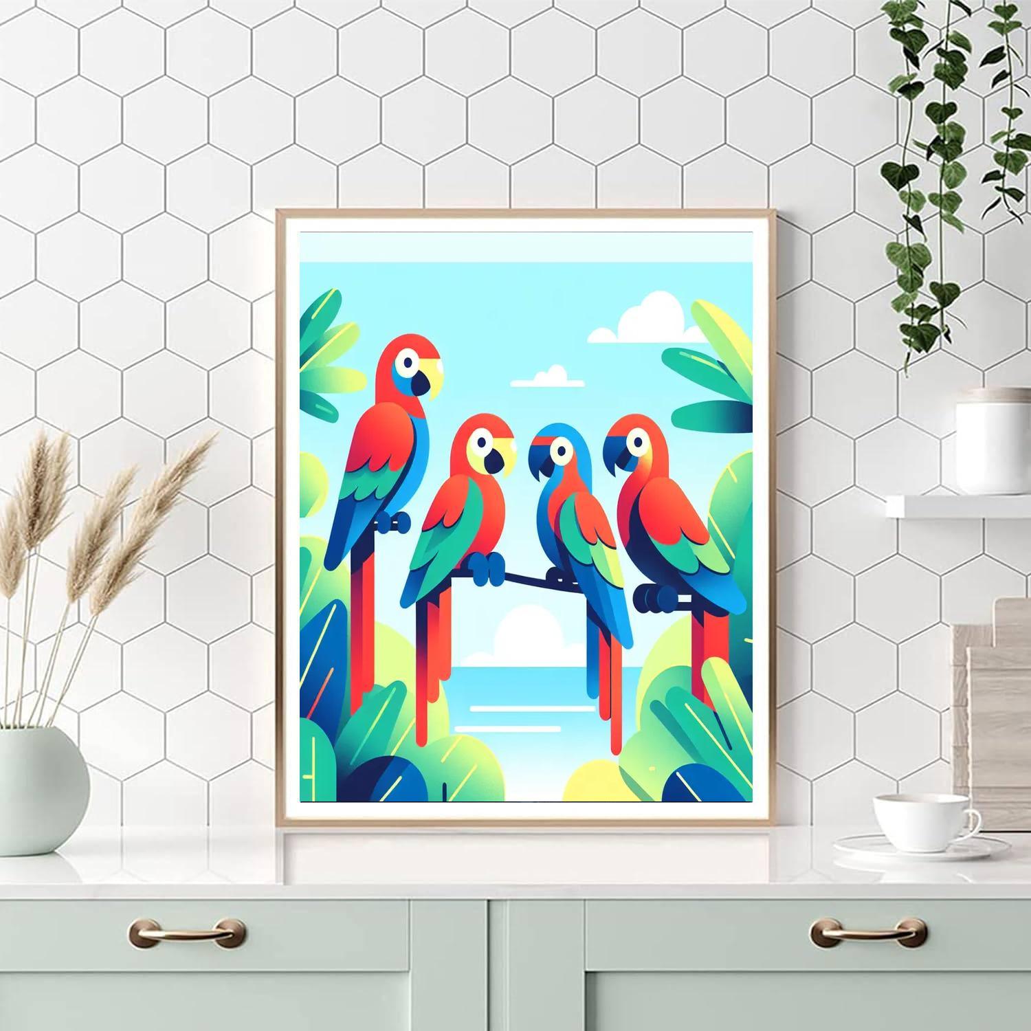 Peaceful Parrot Paradise Paint By Color