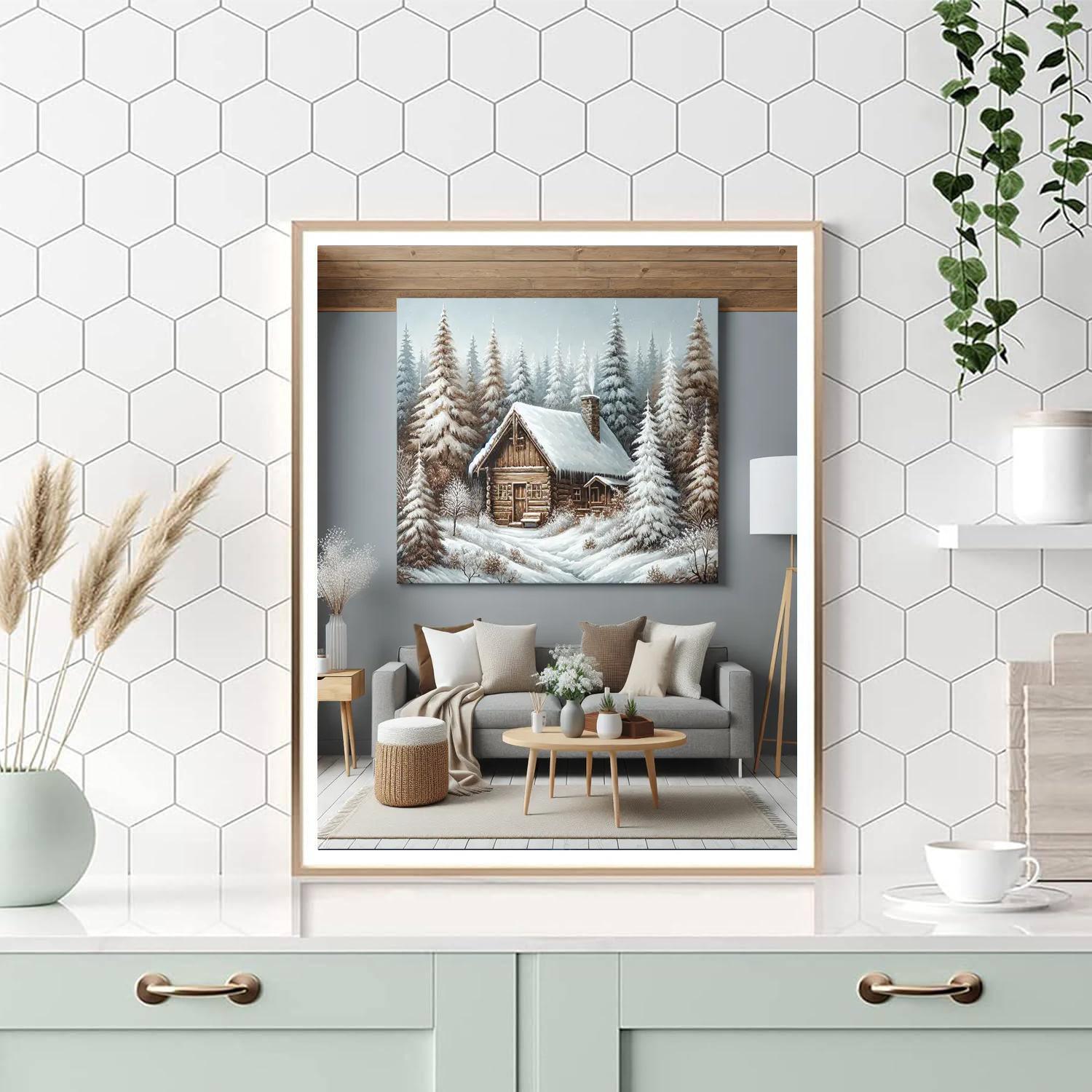 Rustic Winter Cabin Retreat DIY Paint By Numbers