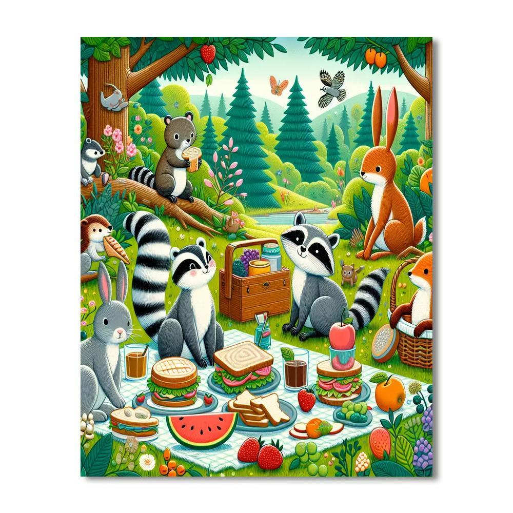 Forest Picnic Party Painting By Numbers Kit