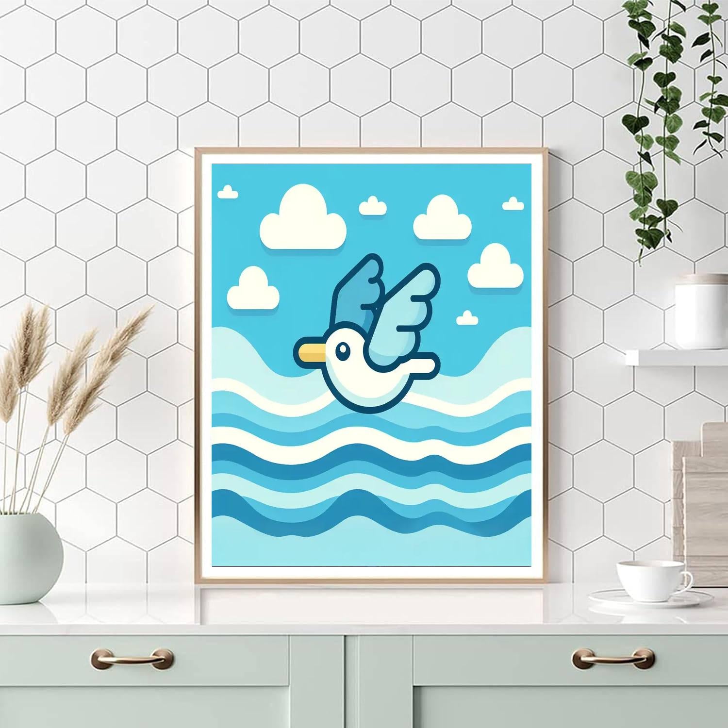 Spirited Seagull Soar Painting Number Kit