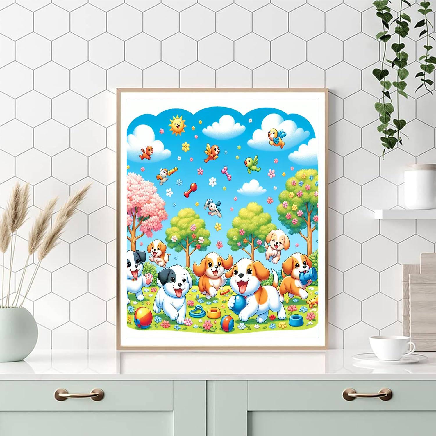 Puppy Paradise Party Number Painting