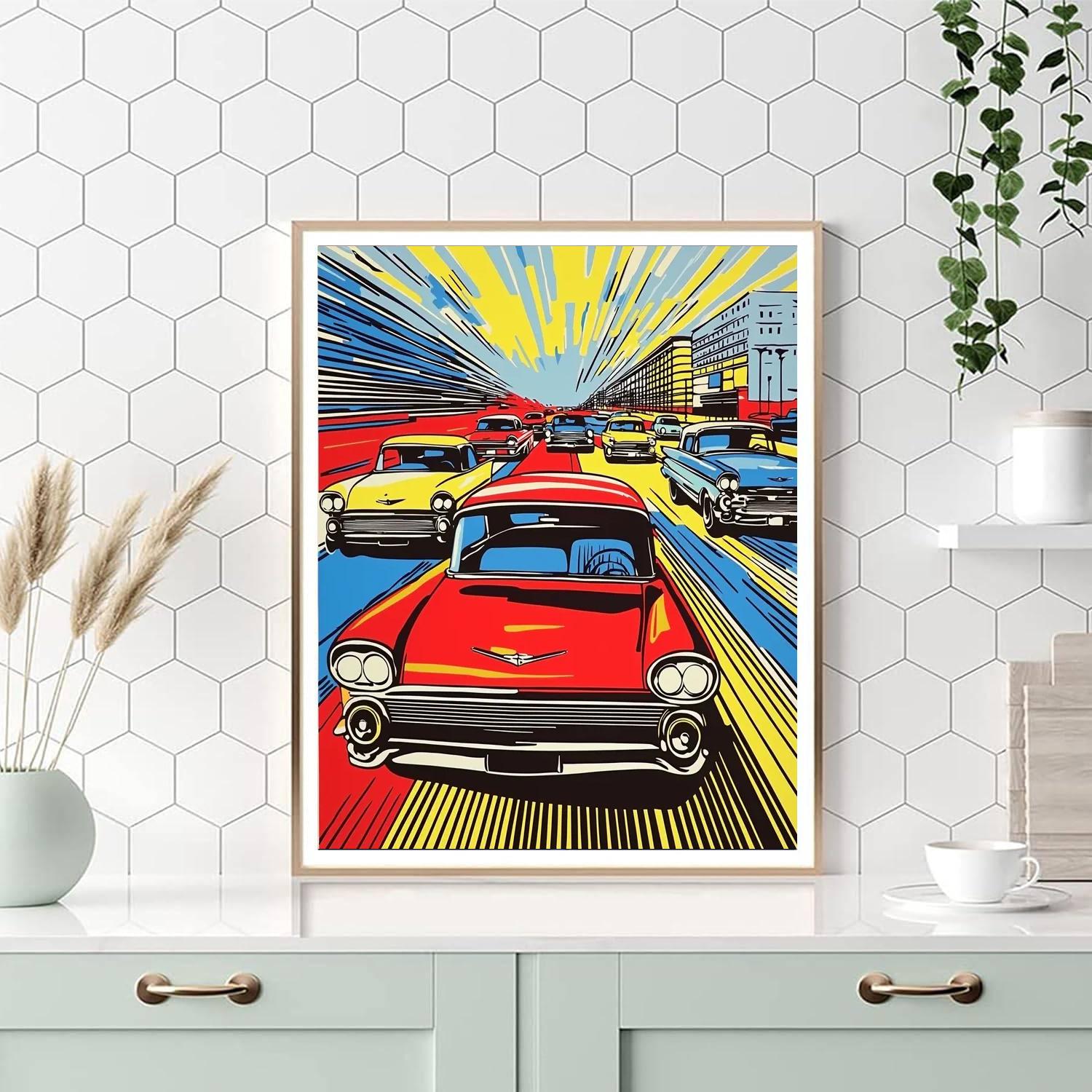 Roy Lichtenstein Inspired Retro Car Dreams  Numbered Painting Kits