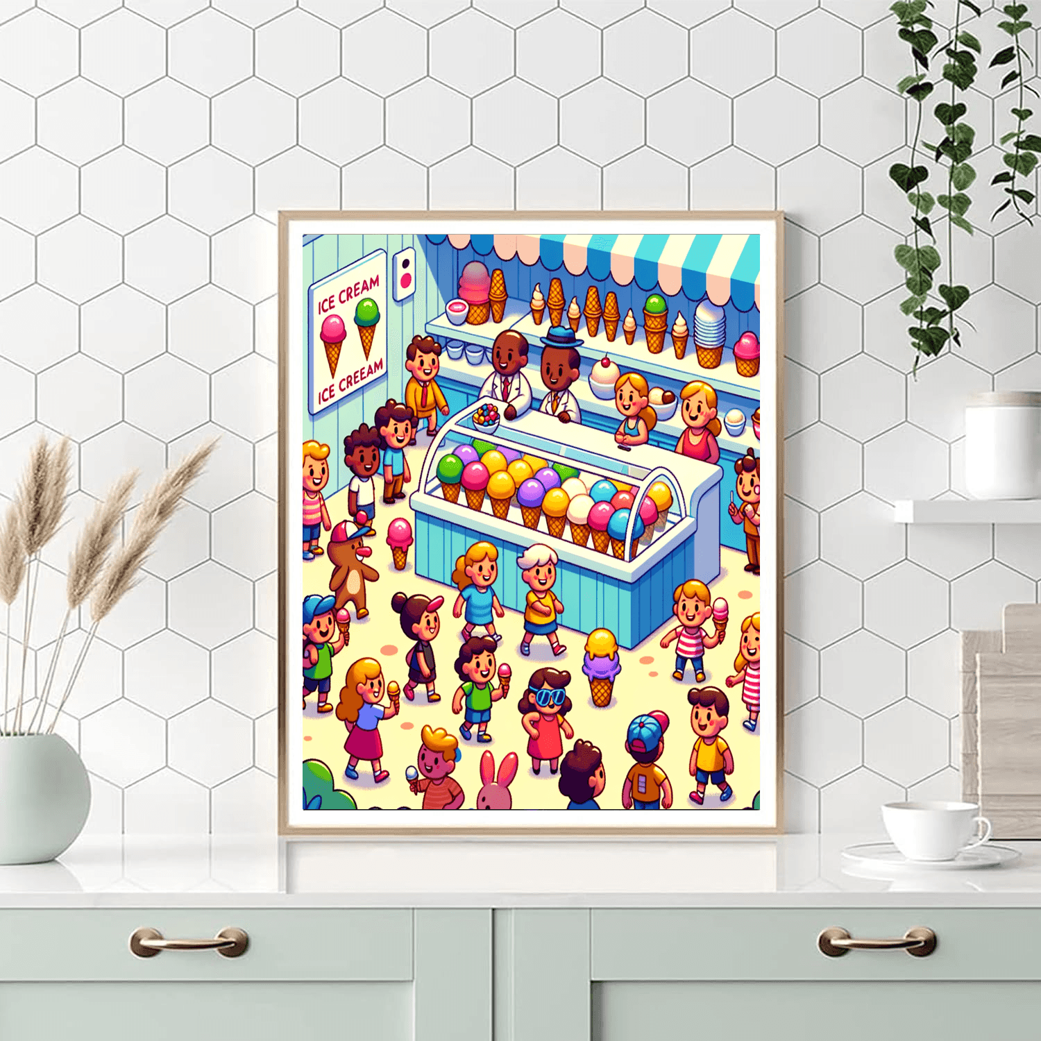 Cheerful Ice Cream Shop Paint By Number