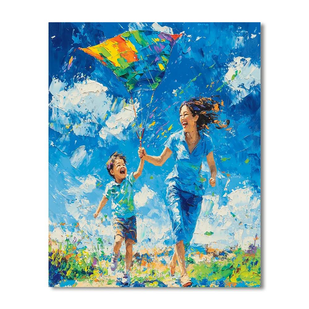 Kite Flying With Mom Painting By Numbers Kit