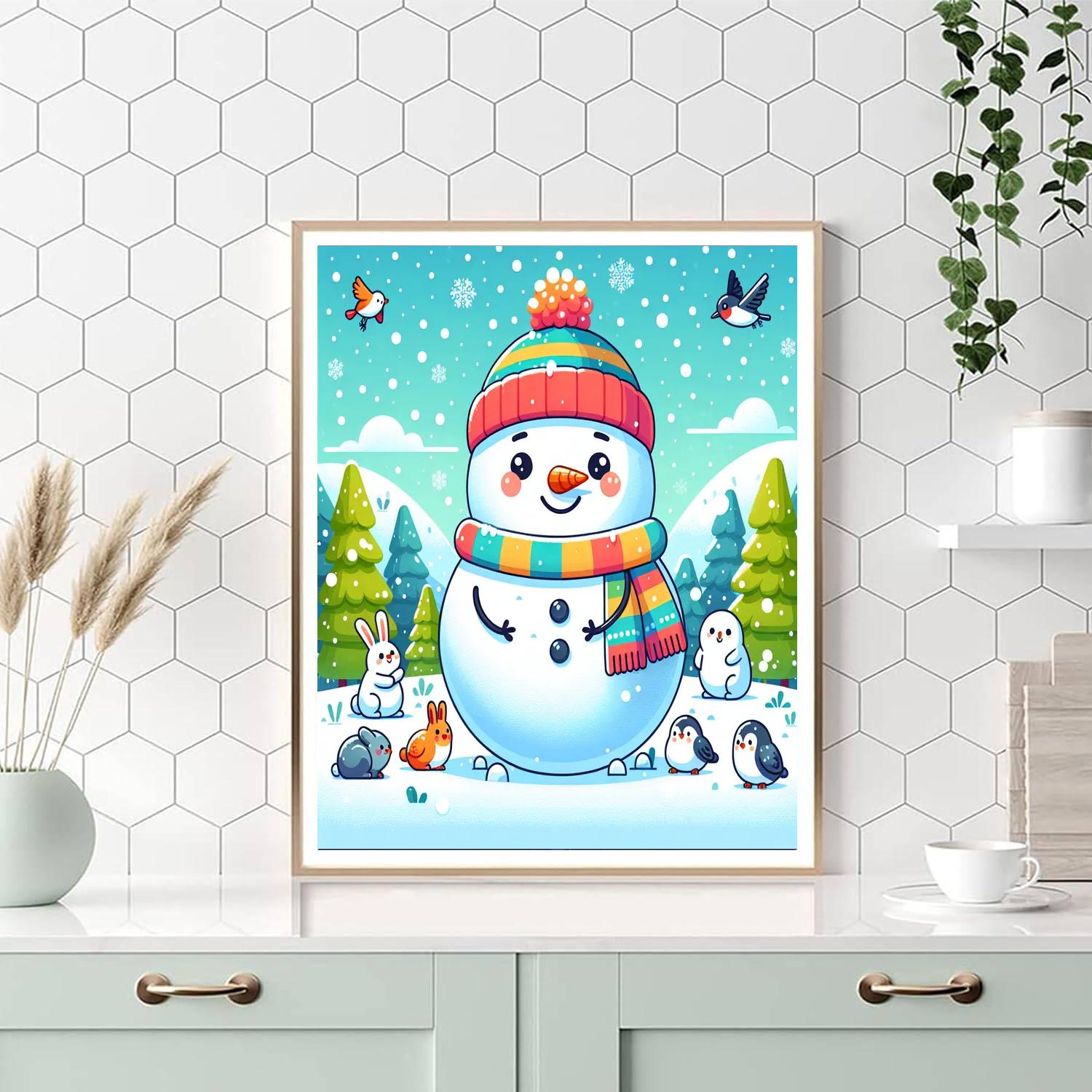 Cozy Snowman Painting Number Kit
