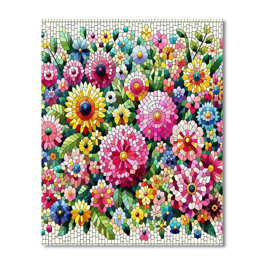 Radiant Floral Mosaic Paint By Color