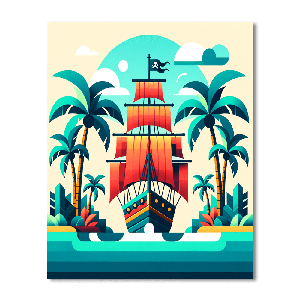 Treasure Island Pirate Ship Paint By Color