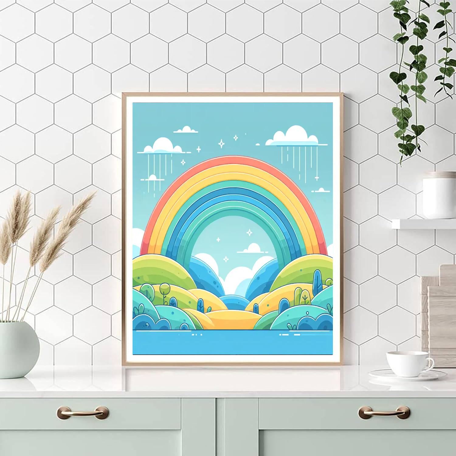 Rainbow Over The Hills Paint By Numbers Art