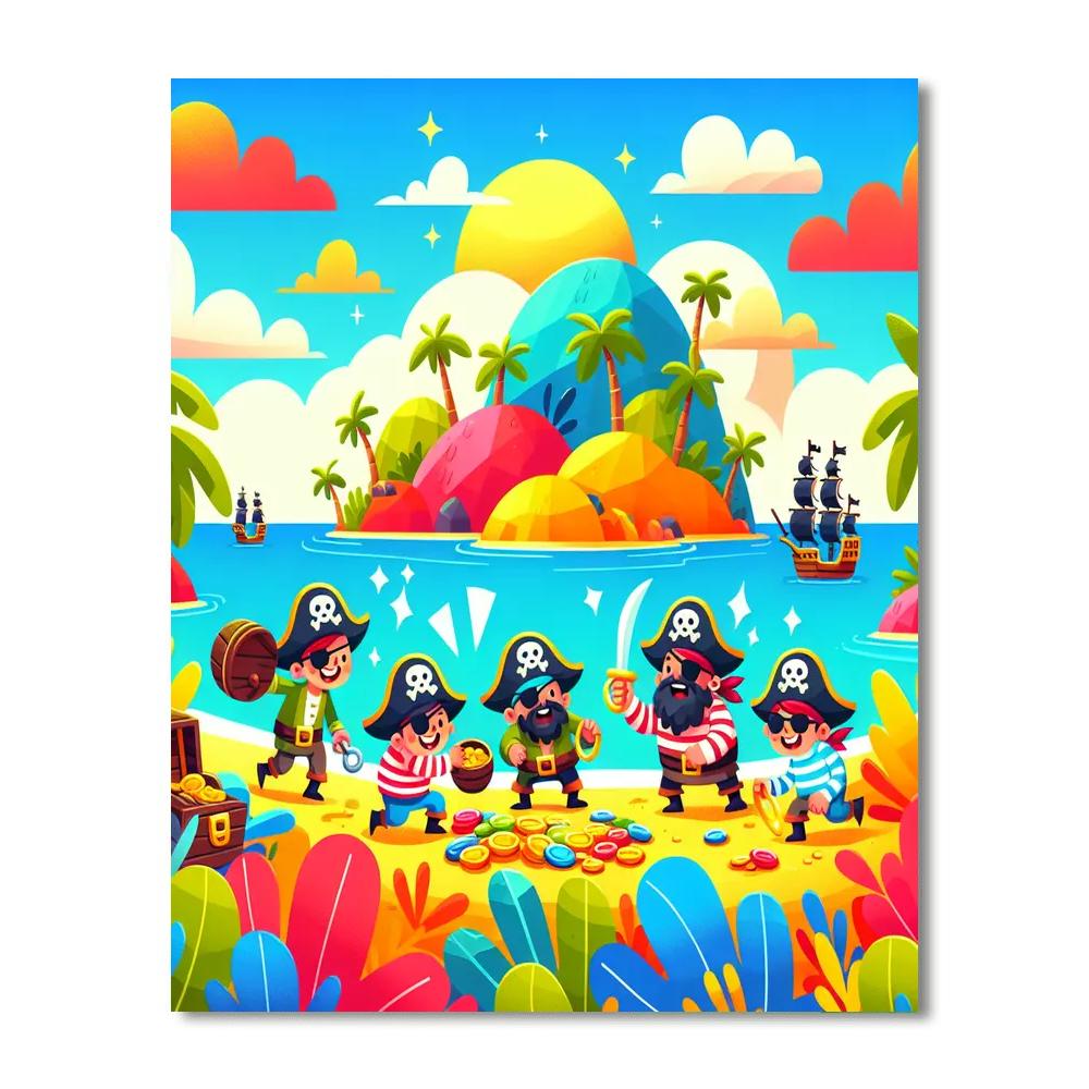 Playful Pirate Treasure Paint By Numbers Art