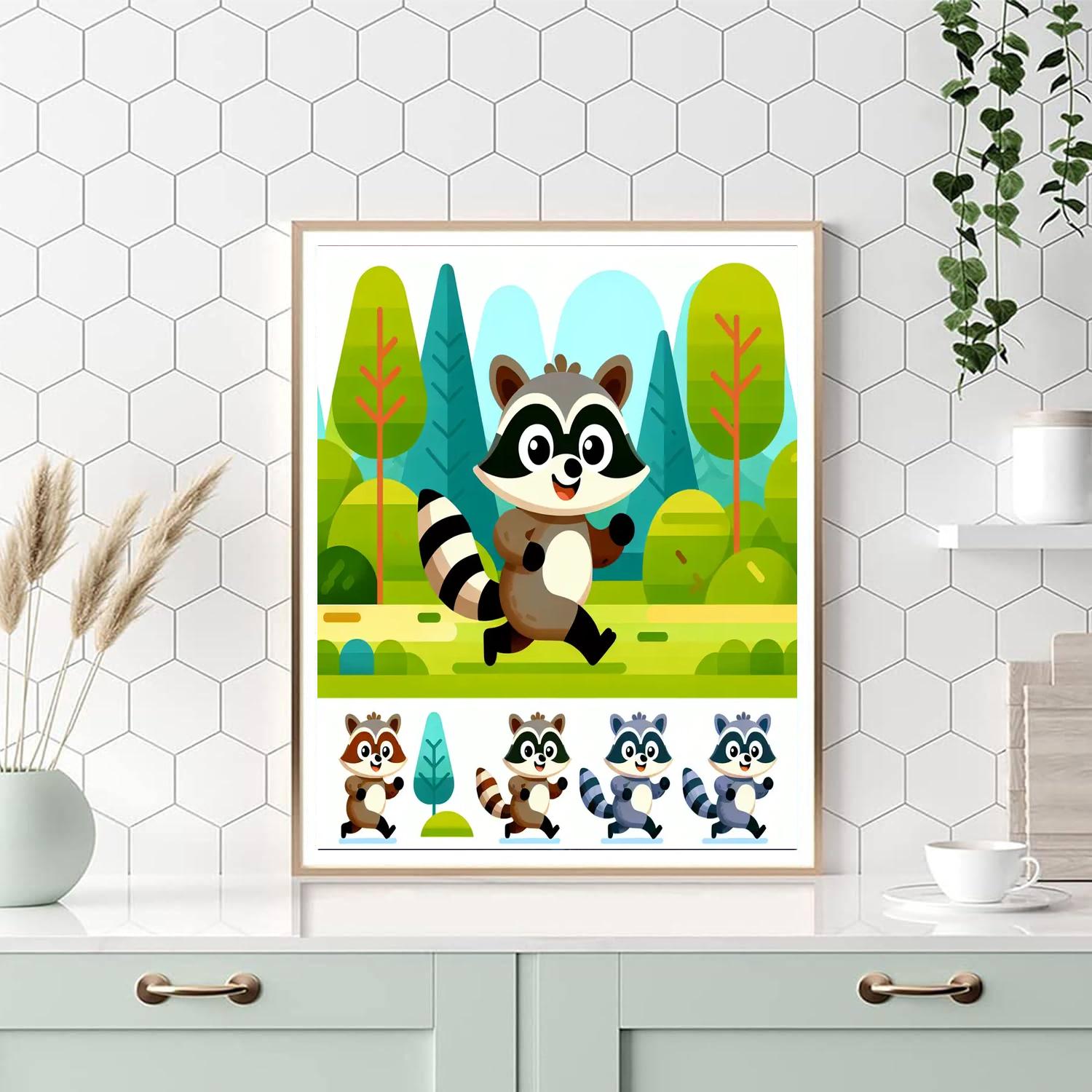 Rainbow Raccoon Parade Painting By Numbers Kit